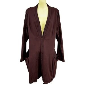 Lilith Women's‎ Chocolate Brown Striped Long Sleeve Jacket Duster Pockets